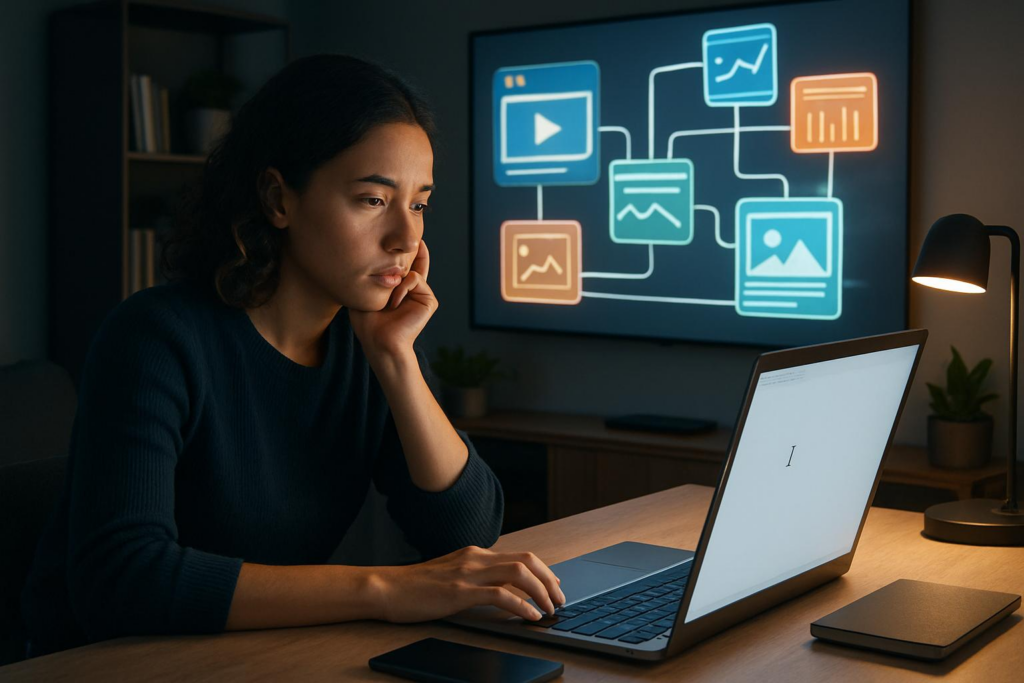 Woman Contemplating Digital Content Strategy